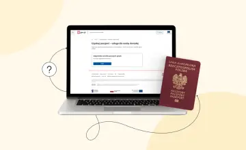 Planujesz podróż do Albanii? Sprawdź, czy do Albanii potrzebny jest paszport, przeglądając informacje na gov.pl. Obok laptopa leży polski paszport.